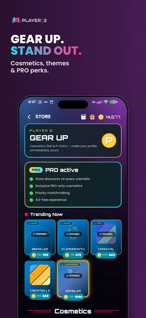 Player 2 in-app cosmetics store